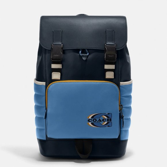 Coach Blue Quilted Backpack - Picture 1 of 4